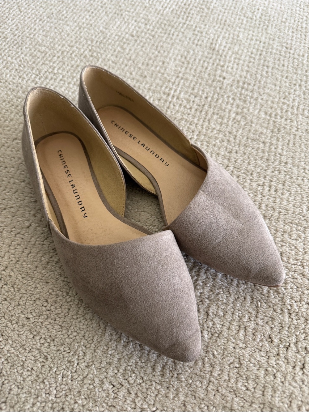 Chinese Laundry Taupe Suede Pointed D'Orsay Flats